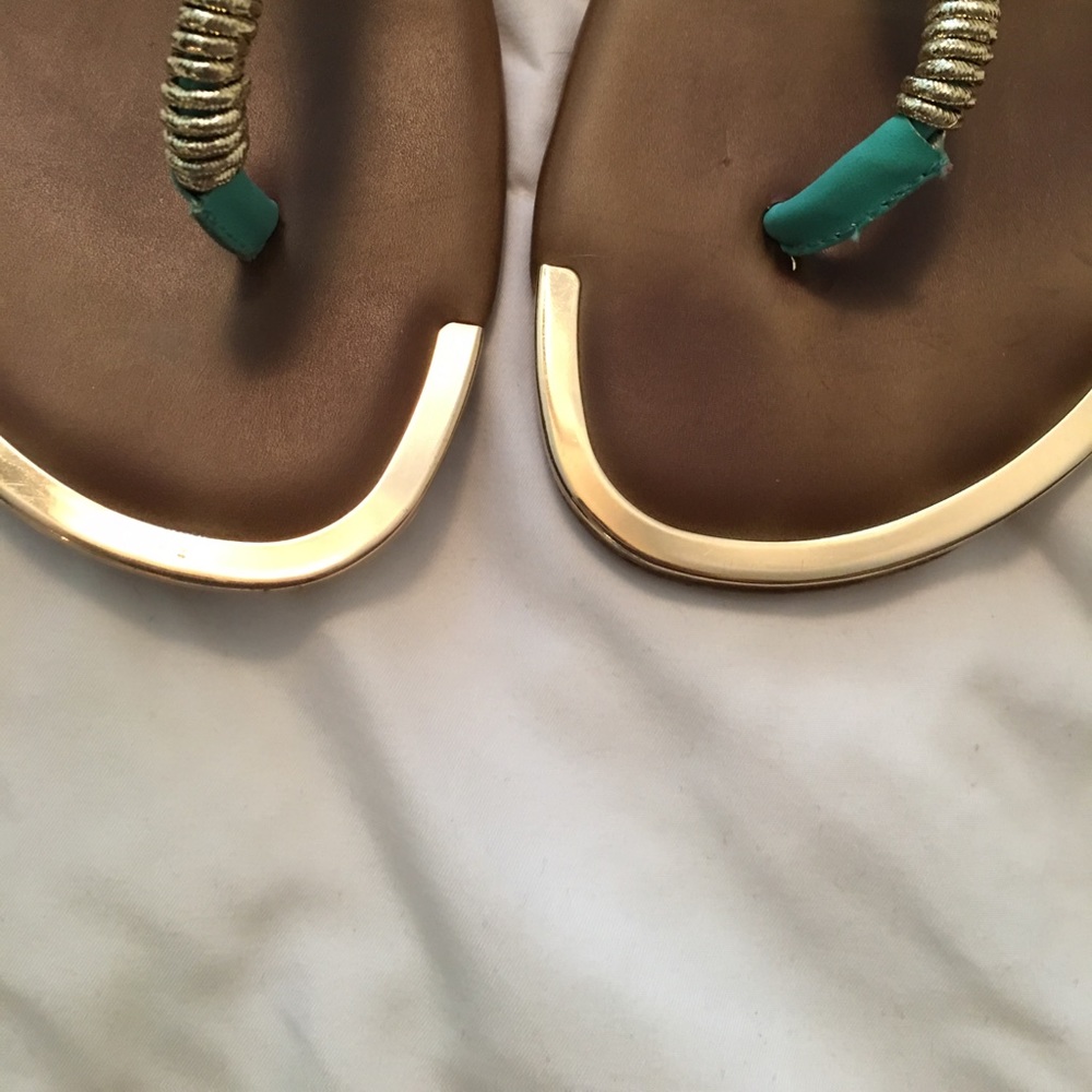 Teal and gold summer sandals - Picture 5 of 6